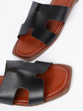 Black Slide Sandals with Open Toe
