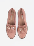 Pink Suede Moccasins with Decorative Crystals