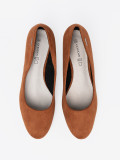 Brown Pumps with Decorative Silver Heel