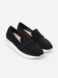 Black Suede Platform Moccasins