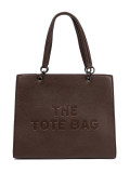 Brown Shopper Bag with Embossed Writing