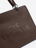Brown Shopper Bag with Embossed Writing