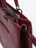 Burgundy tote bag with embossed lettering