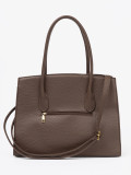 Brown Textured Eco-Leather Shopper Bag