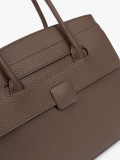 Brown Textured Eco-Leather Shopper Bag