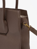 Brown Textured Eco-Leather Shopper Bag