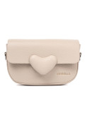 Elegant Beige Crossbody Bag with Decorative Heart