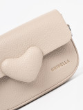 Elegant Beige Crossbody Bag with Decorative Heart