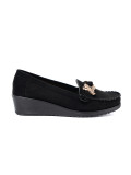 Black Suede Loafers with Decorative Bear