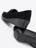 Black Suede Loafers with Decorative Bear