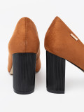 Light Brown Pumps on Black Heel