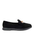 Black Suede Moccasins with Elegant Gold Decoration