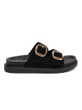 Black Slippers with Golden Buckles