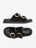 Black Slippers with Golden Buckles