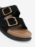 Black Sandals with Golden Buckles