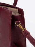 Burgundy Handbag with Decorative Gold Buckle