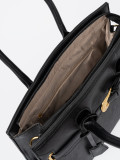 Black Handbag with Decorative Gold Buckle
