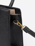 Black Handbag with Decorative Gold Buckle
