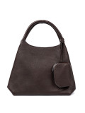 Elegant Brown Handbag with Cosmetic Pouch