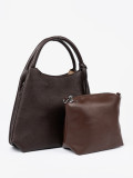 Elegant Brown Handbag with Cosmetic Pouch