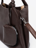 Elegant Brown Handbag with Cosmetic Pouch