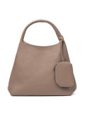 Elegant Dark Beige Handbag with Cosmetic Pouch