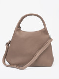Elegant Dark Beige Handbag with Cosmetic Pouch