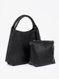 Elegant Black Handbag with Cosmetic Pouch