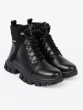 Black Ankle Boots with Chunky Sole and Zipper