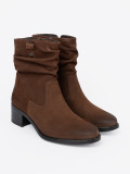 Brown Leather Ankle Boots with Ruffled Shaft by Sergio Leone