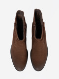 Brown Leather Ankle Boots with Ruffled Shaft by Sergio Leone