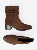 Brown Leather Ankle Boots with Ruffled Shaft by Sergio Leone