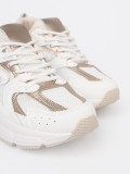 White Sneakers with Beige-Golden Accents