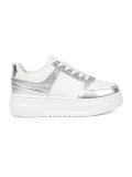 White-Silver Sneakers with Shiny Details