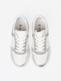 White-Silver Sneakers with Shiny Details