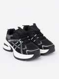Black Sneakers with Breathable Upper and Chunky White Sole
