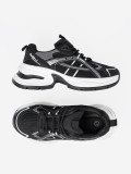 Black Sneakers with Breathable Upper and Chunky White Sole