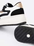 Black and White Sneakers with Golden Details