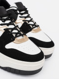 Black and White Sneakers with Golden Details