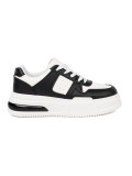 Stylish Black and White Sneakers with Thick Sole
