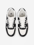 Stylish Black and White Sneakers with Thick Sole