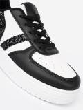 Stylish Black and White Sneakers with Glittering Details