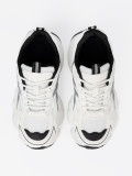 Black and White Comfortable Sneakers with Mesh