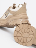 Beige Sneakers with Decorative Golden Heart