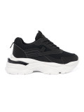 Black Sport Sneakers on Thick White Sole