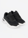 Black Sport Sneakers on Thick White Sole