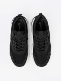 Black Sport Sneakers on Thick White Sole