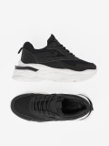 Black Sport Sneakers on Thick White Sole