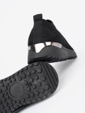 Black Sporty Slip-On Sneakers with Mesh Upper