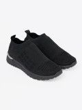 Black Sporty Slip-On Sneakers with Mesh Upper